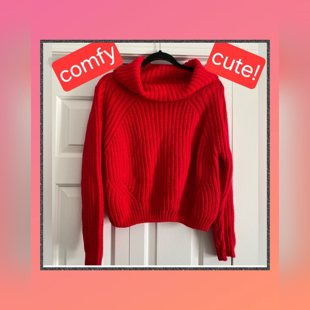 Anthropology Moon and Madison red sweater cowl neck (M)